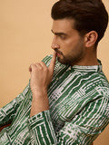 Men Green Viscose Rayon Batik Embroidered Straight Kurta-MKU1500