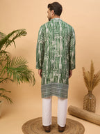 Men Green Viscose Rayon Batik Embroidered Straight Kurta-MKU1500