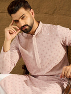 Men Purple Viscose Rayon Solid Embroidered Straight Kurta-MKU1583