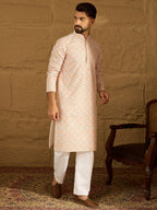 Men Orange Viscose Rayon Geometric Printed Straight Kurta-MKU1600