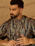 Men Black Viscose Rayon Abstract Printed Straight Kurta-MKU1610