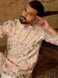 Men Off White Viscose Rayon Floral Printed Straight Kurta-MKU1612