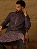 Men Black Viscose Rayon Solid Embroidered Straight Kurta-MKU1665