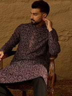 Men Black Viscose Rayon Solid Embroidered Straight Kurta-MKU1665