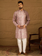 Men Lavender Viscose Rayon Solid Embroidered Straight Kurta-MKU1704