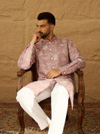 Men Lavender Viscose Rayon Solid Embroidered Straight Kurta-MKU1704