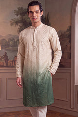 Green Silk Blend Solid Embroidered Kurta With Trouser MKSET1722