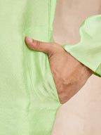 Men Green Silk Blend Solid Embroidered Straight Kurta-MKU1727