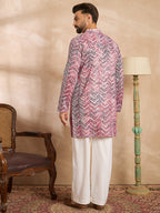 Men Maroon Silk Blend Solid Embroidered Straight Kurta-MKU1729