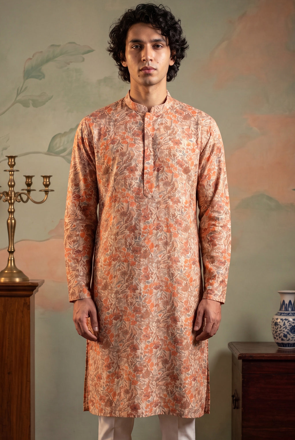 Multi Viscose Rayon Embroidered Calf Length Straight Regular Kurta With Trouser MKSET1759