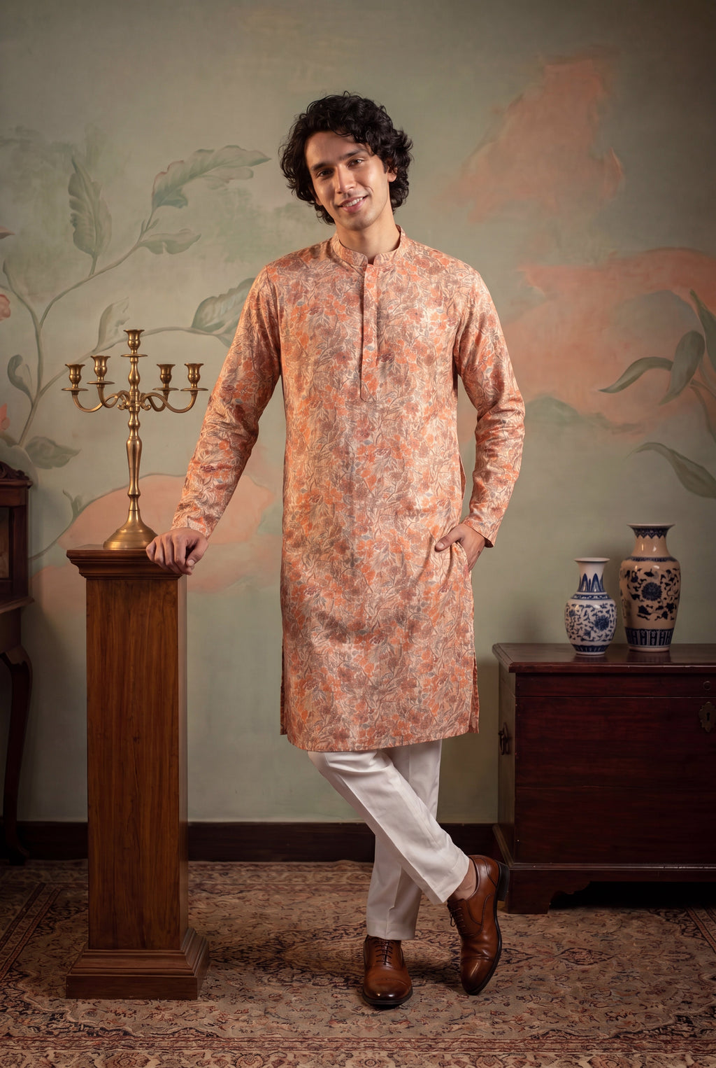 Multi Viscose Rayon Embroidered Calf Length Straight Regular Kurta With Trouser MKSET1759