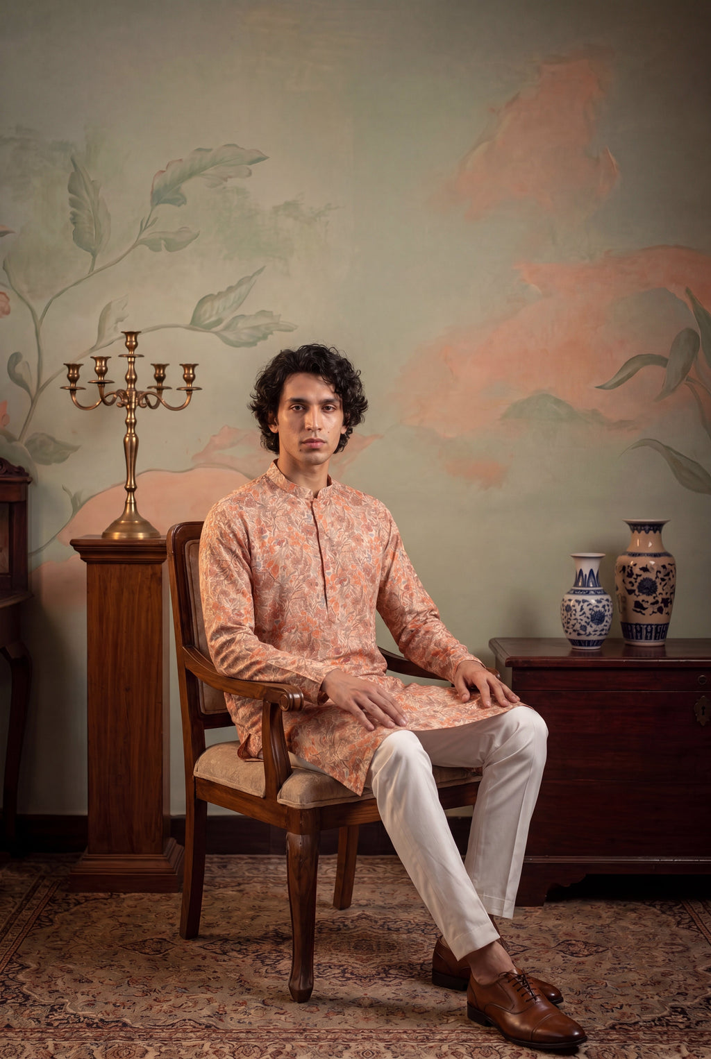 Multi Viscose Rayon Embroidered Calf Length Straight Regular Kurta With Trouser MKSET1759
