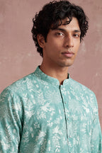 Teal Viscose Rayon Embroidered Calf Length Straight Regular Kurta MKU1765