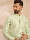 Men Teal Polyester Solid Embroidered Straight Kurta-MKU1839