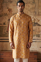 Mustard Silk Blend Printed Straight Kurta MKU1976