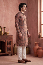 Grey Modal Floral Printed Calf Length Straight Regular Kurta MKU1980