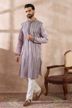 Lavender Silk Blend Embroidered Mandarin Collar Straight Kurta MKU2041