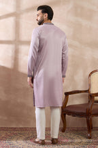 Lavender Silk Blend Embroidered Mandarin Collar Straight Kurta MKU2041