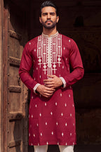 Maroon Silk Blend Embroidered Straight Kurta MKU2049