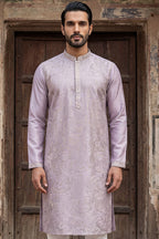 Lavender Silk Blend Embroidered Straight Kurta Sets MKSET2103