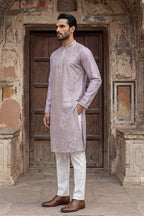 Lavender Silk Blend Embroidered Straight Kurta MKU2103