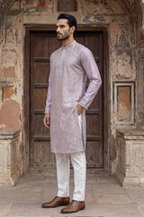 Lavender Silk Blend Embroidered Straight Kurta Sets MKSET2103