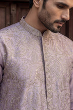 Lavender Silk Blend Embroidered Straight Kurta Sets MKSET2103
