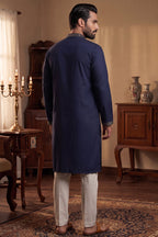 Blue Silk Blend Embroidered Straight Kurta MKU2122