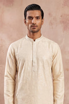 Off White Silk Blend Embroidered Straight Kurta MKU2129