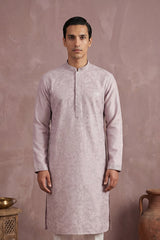 Lavender Silk Blend Embroidered Straight Kurta Sets MKSET2135