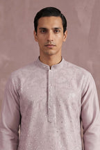 Lavender Silk Blend Embroidered Straight Kurta MKU2135