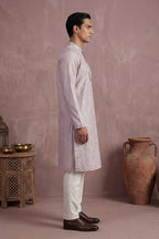 Lavender Silk Blend Embroidered Straight Kurta MKU2135