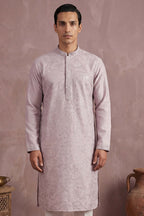 Lavender Silk Blend Embroidered Straight Kurta Sets MKSET2135