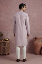 Lavender Silk Blend Embroidered Straight Kurta Sets MKSET2135