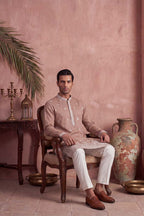 Pink Silk Blend Solid Embroidered Kurta MKU2173