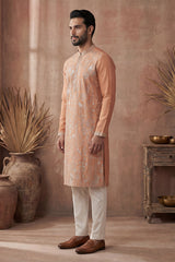 Orange Modal Embroidered Calf Length Straight Regular Kurta MKU2176