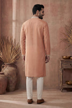 Orange Modal Embroidered Calf Length Straight Regular Kurta With Trouser MKSET2176