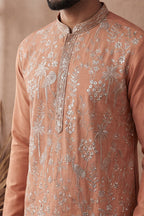 Orange Modal Embroidered Calf Length Straight Regular Kurta MKU2176