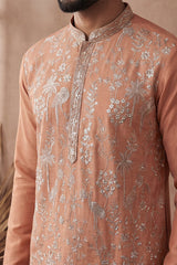 Orange Modal Embroidered Calf Length Straight Regular Kurta MKU2176