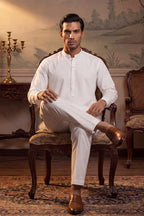 White Silk Blend Solid Solid Kurta MKU2220