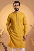 Yellow Silk Blend Solid Solid Kurta MKU2222