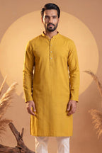 Yellow Silk Blend Solid Solid Kurta MKU2222