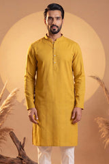 Yellow Silk Blend Solid Solid Kurta MKU2222