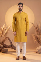 Yellow Silk Blend Solid Solid Kurta MKU2222