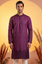 Purple Silk Blend Embroidered Straight Kurta Sets MKSET2288