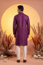 Purple Silk Blend Embroidered Straight Kurta Sets MKSET2288