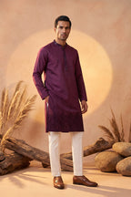 Purple Silk Blend Embroidered Straight Kurta MKU2288