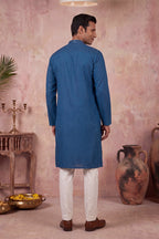 Blue Silk Blend Embroidered Straight Kurta MKU2290
