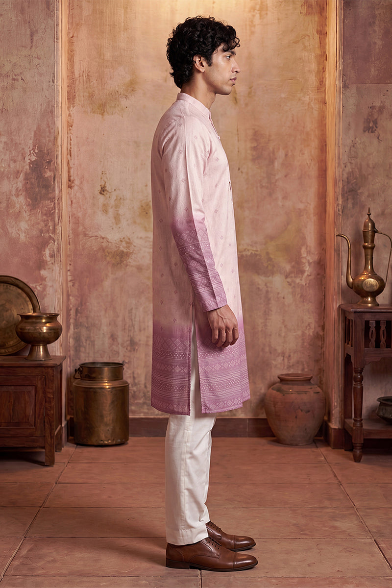 Pink Silk Blend Woven Design Indian Wear for Men MKU2347 | DesiQlo