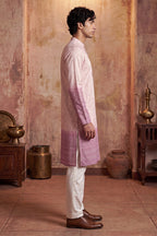 Pink Silk Blend Woven Design Calf Length Straight Regular Kurta MKU2347